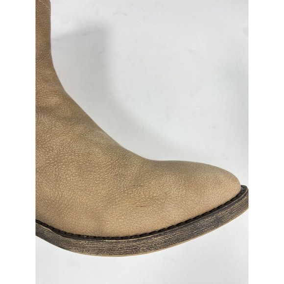 Tan Ankle Boots Size 7.5 Western Pull On Maurices Abigail Chelsea Block Heel - Picture 6 of 12